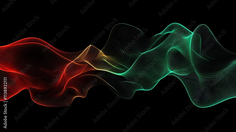 Fototapeta premium Abstract colorful wave on black background.