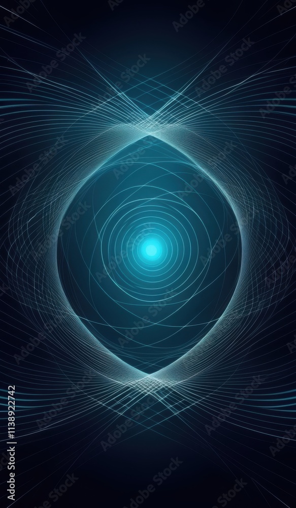 Fototapeta premium a blue abstract background with a circular shape and lines