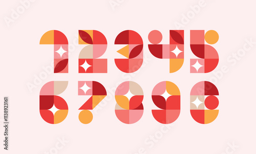 A set of creative and colorful number logo typography designs 1 to 10, abstract illustrations, modern geometric style. For anniversaries, New Year celebrations, winner announcements, milestone events