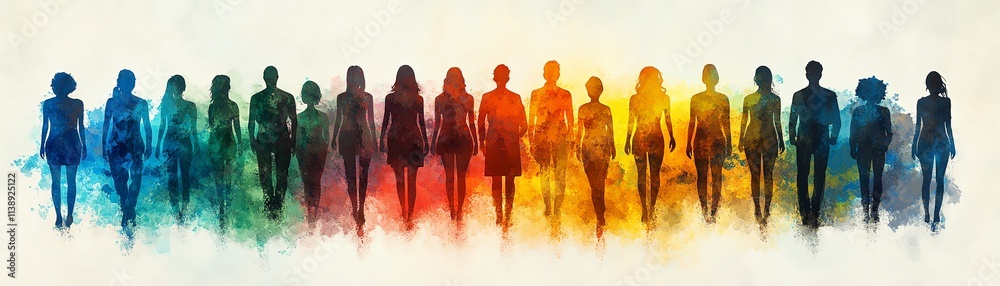 Obraz premium A group of people from various backgrounds forming a human silhouette