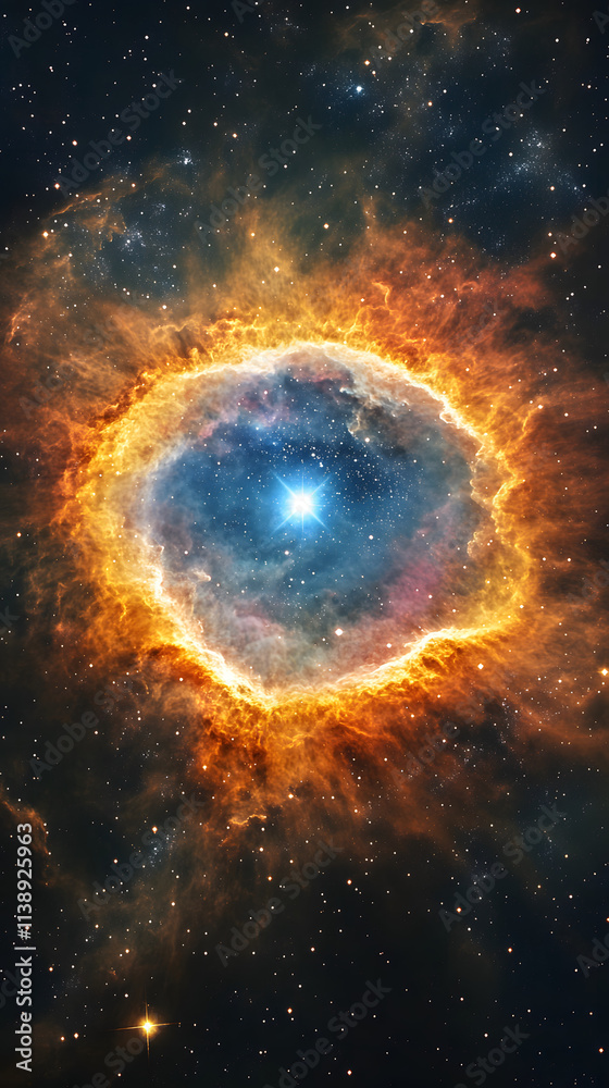 Celestial Phenomenon: Colorful Nebula with Swirling Cosmic Clouds Celestial Phenomenon: Colorful Nebula with Swirling Cosmic Clouds