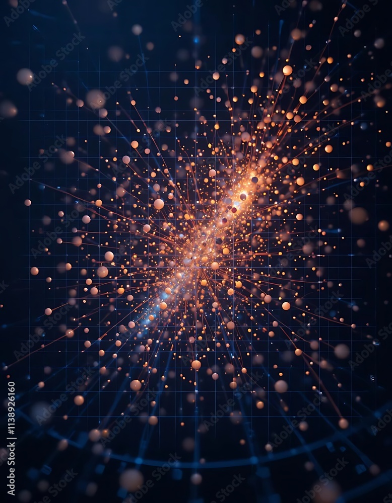 Obraz premium A scatter plot design with glowing points on a grid pattern