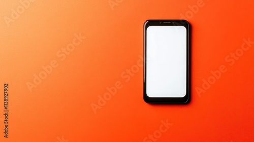 Smartphone with a blank screen on orange background.