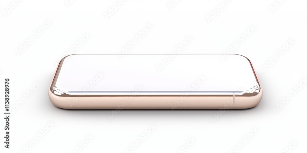 Sleek modern smartphone with rose gold edges on white background Sleek modern smartphone with rose gold edges on white background
