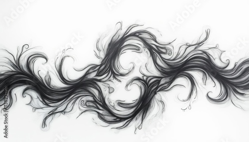 A solid pencil abstract pattern on white background, fantasy style, swirly