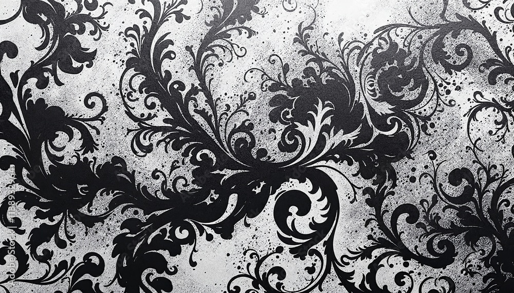 A solid pencil abstract pattern on white background, fantasy style, swirly.

