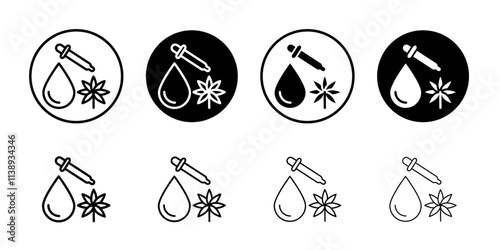 CBD oil drop icon Black and white outline vector