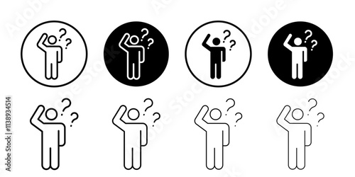 Confusing man icon Black and white outline vector