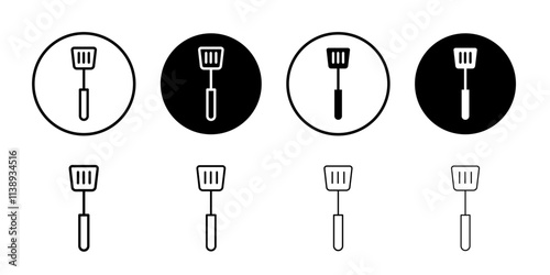 Cooking spatula icon Black and white outline vector