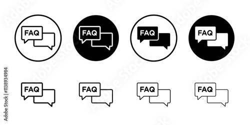 FAQ icon Black and white outline vector