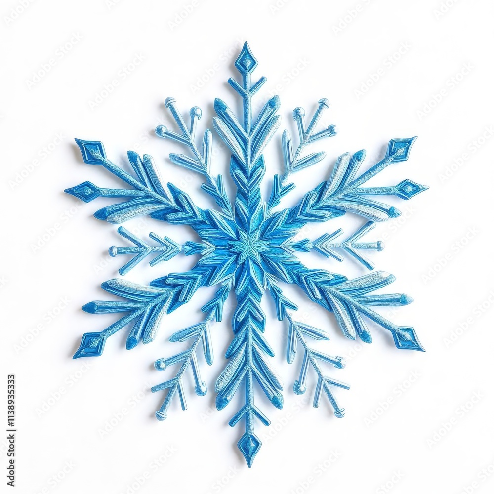Detailed Close-up of a Stunning Light Blue Snowflake Detailed Close-up of a Stunning Light Blue Snowflake