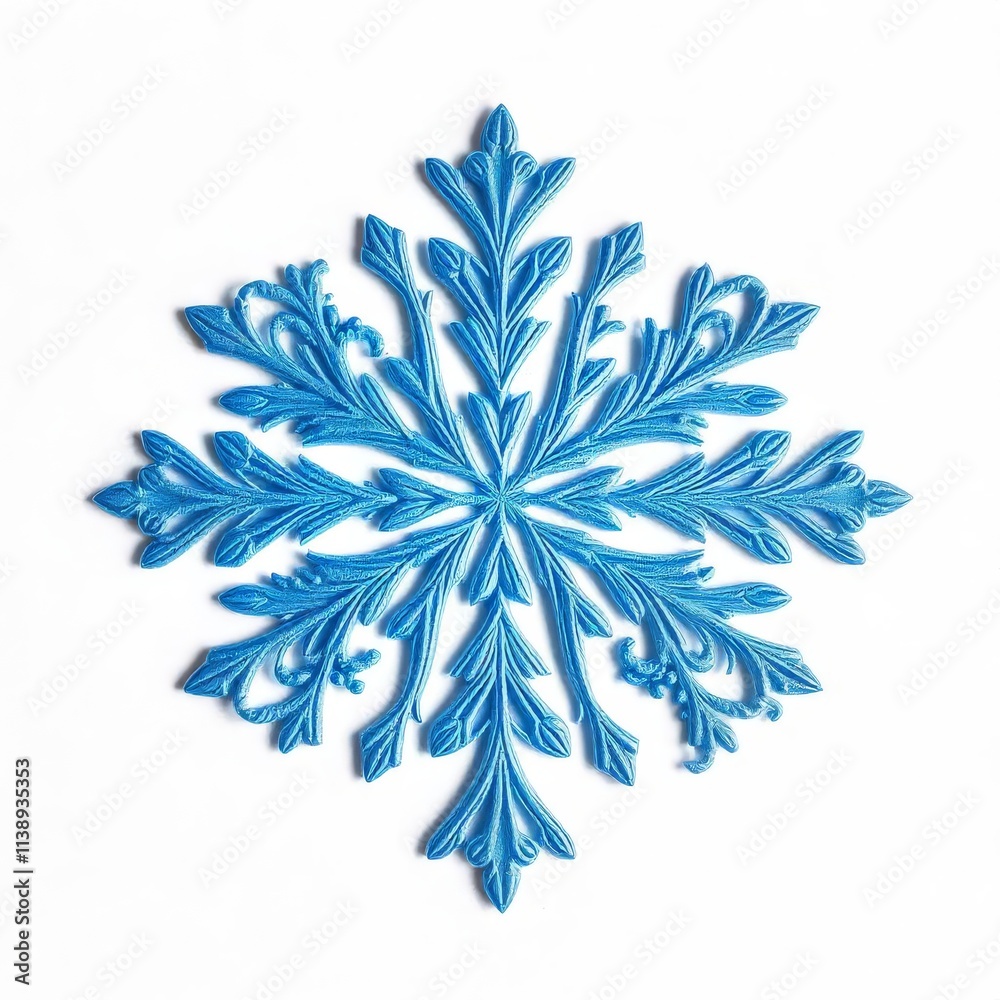 Detailed Close-up of a Decorative Blue Snowflake Detailed Close-up of a Decorative Blue Snowflake