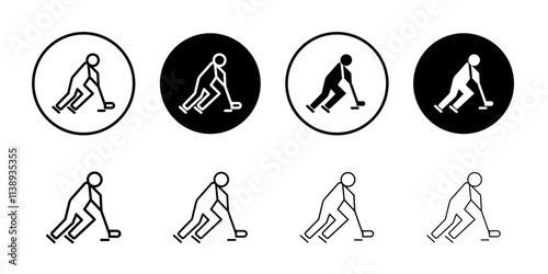Hockey player icon Black and white outline vector