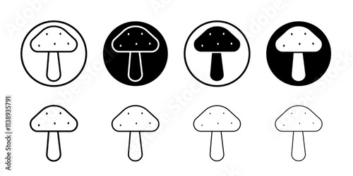 mushroom icon Black and white outline vector