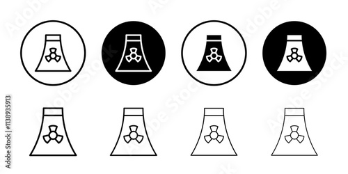 Nuclear power plant icon Black and white outline vector