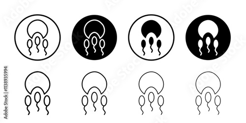ovule being fertilized by sperm icon Black and white outline vector