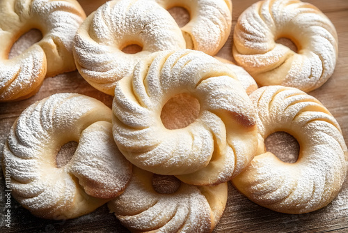 Traditional German or Austrian Vanillekipferl vanilla kipferl cookies photo