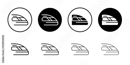 Subway high speed train icon Black and white outline vector photo