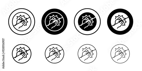 Stop violence icon Black and white outline vector