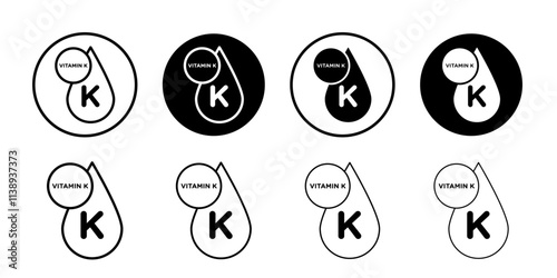 Vitamin K icon Black and white outline vector