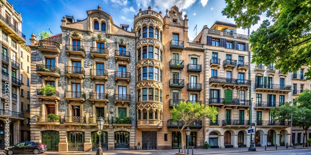 Obraz premium Modernist houses in the Eixample neighborhood, modernism, barcelona, eixample, architecture