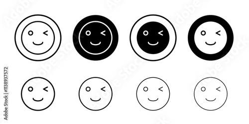 Winking eye icon Black and white outline vector