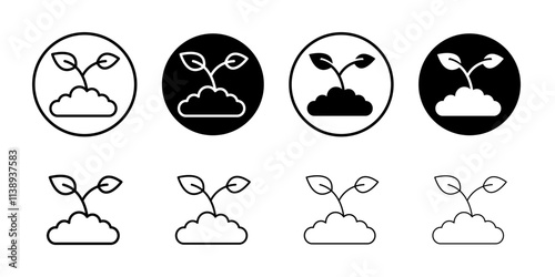 Young sprout icon Black and white outline vector