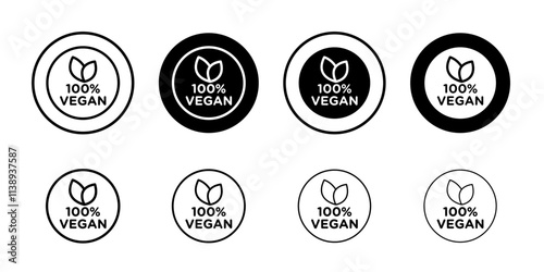 100 vegan icon Black and white outline vector