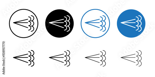 Air spray cloud icon Black and white outline vector