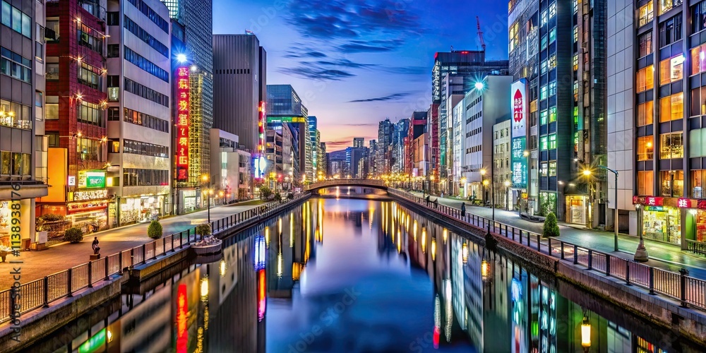 Obraz premium Osaka Night Sky at Dotonbori , osaka night sky, dotonbori nightlife, neon lights