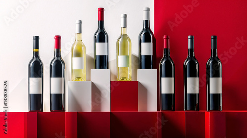 Upscale Modern Wine Display for Holidays, Chic Background Header for Website or Banner photo