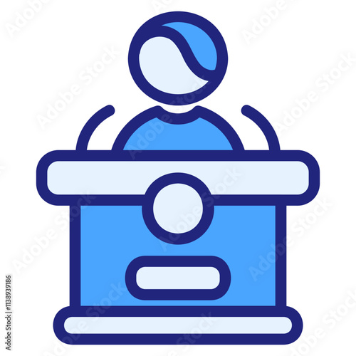 Public speaking blue color style icon