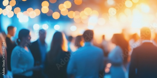Glowing Cityscape and Social Gathering