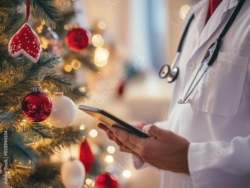 Christmas Doctor with Cell Phone