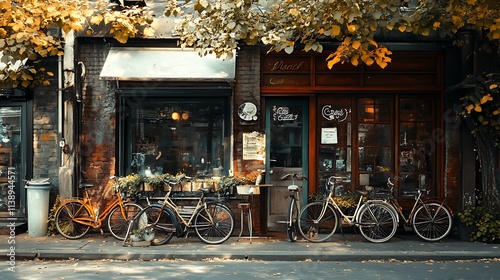 Charming Vintage Shop with Bicycles Parked Outside
