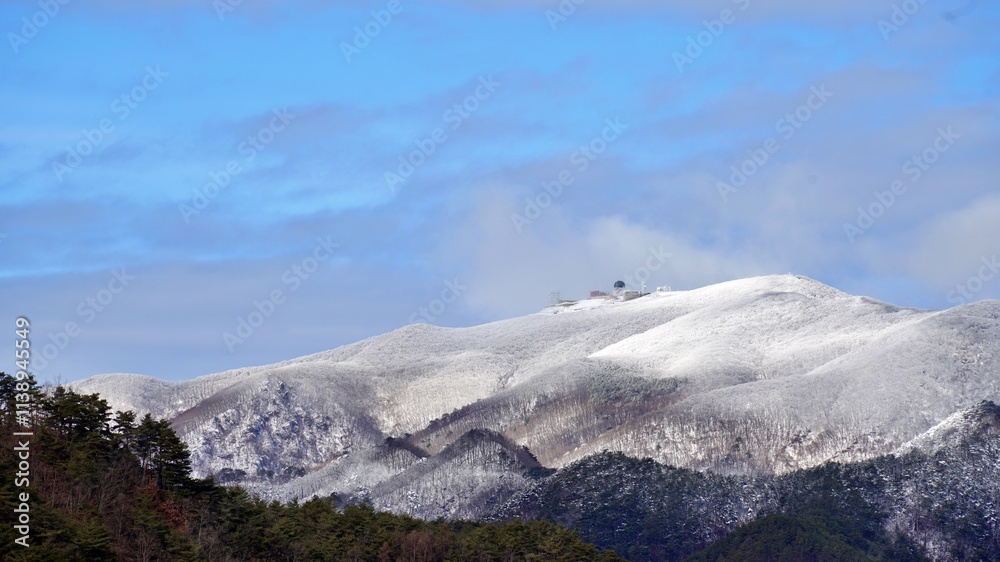 Winter snow mountain scenery of Ilwolsan in Korea Winter snow mountain scenery of Ilwolsan in Korea
