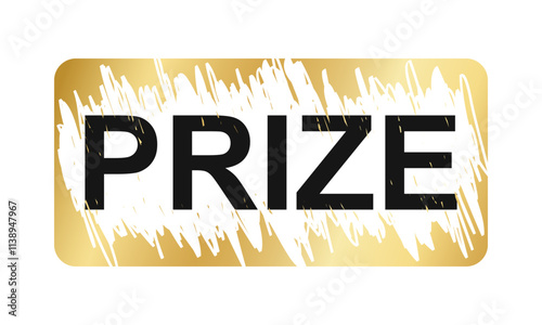 Golden scratchcard surface in rectangle shape with scraped texture and Prize text. Winner raffle, lottery or scratch card template. Vector illustration.
