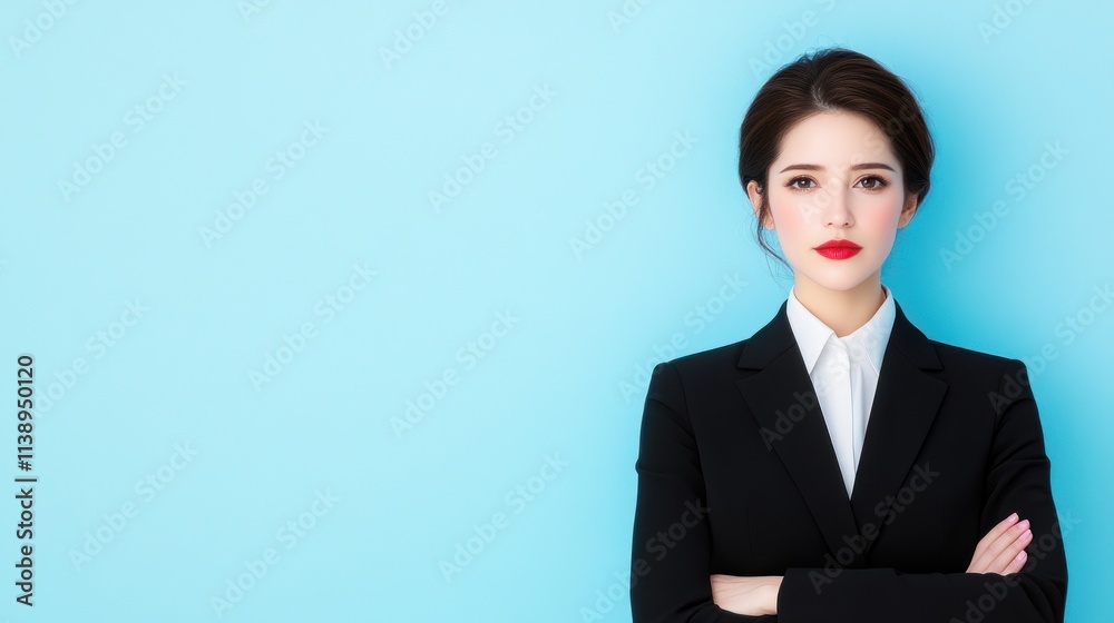 Professional woman in a suit with a blue background. Professional woman in a suit with a blue background.
