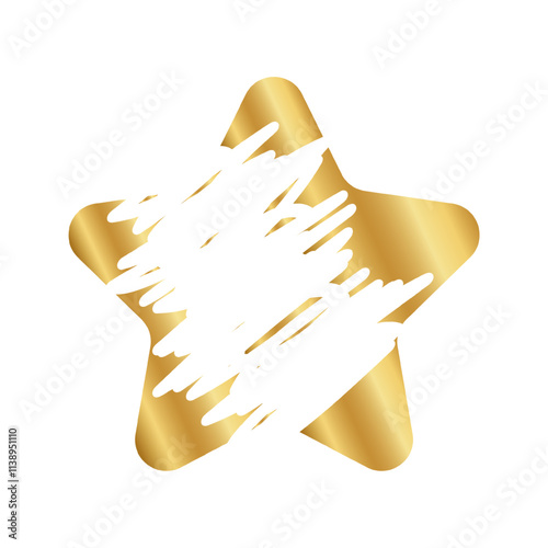 Gold scratch card surfaces in star shape with scraped textures. Golden lottery, sale coupon, jackpot scratchcard template. Vector illustration.