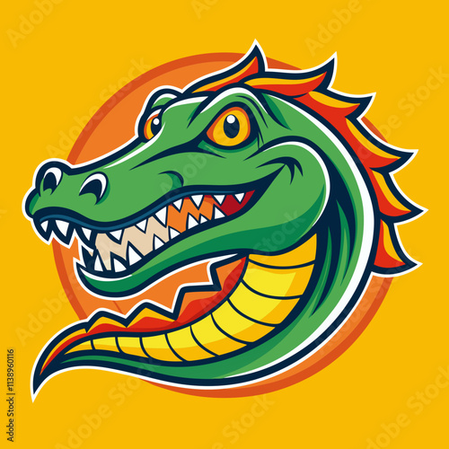 Powerful Alligator Logo Featuring Bold and Fierce Design with Sharp Lines and Dynamic Character