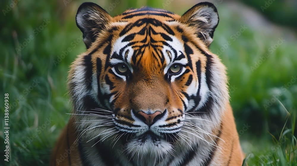 Fototapeta premium Majestic Siberian Tiger Portrait. Wildlife, Nature, Predator