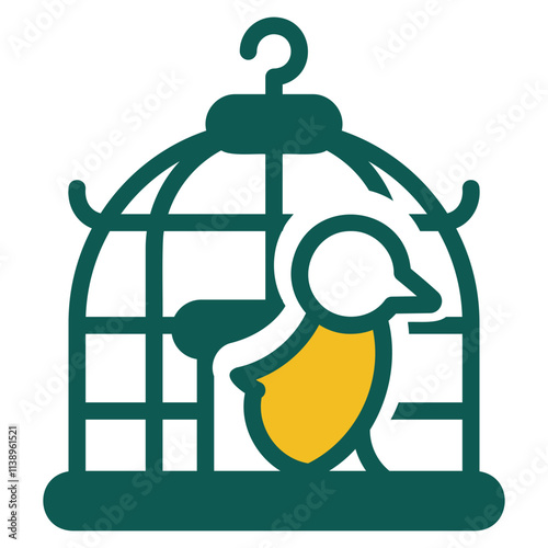 Birdcage green and yellow, duo color style icon