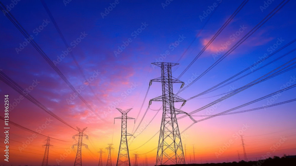 Fototapeta premium Sunset silhouette of pylon