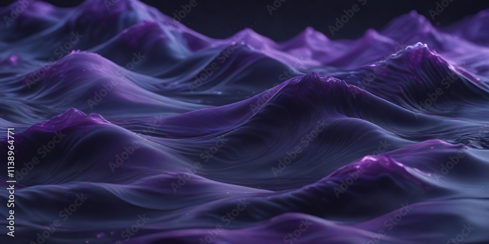 Obraz premium Soft purple abstract waves on a dark blue background, with gentle ripples and subtle texture , ethereal, silky texture, turbulence