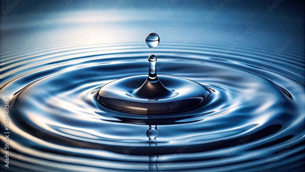 Water drop on a surface with subtle ripples, water drop, background, liquid drop, water effect, droplet Water drop on a surface with subtle ripples, water drop, background, liquid drop, water effect, droplet