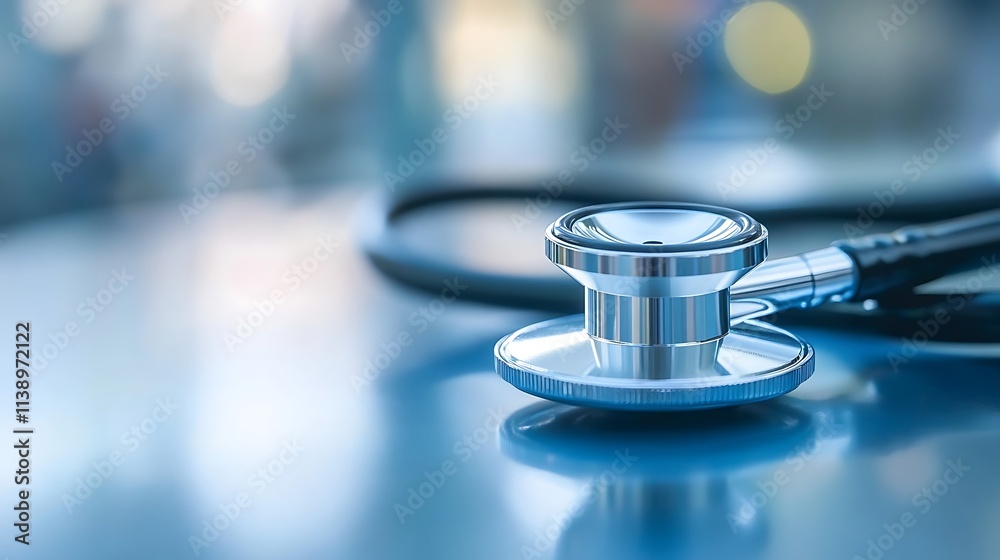 Stethoscope on a blue surface. Concept of healthcare, medicine, and diagnosis. Stethoscope on a blue surface. Concept of healthcare, medicine, and diagnosis.