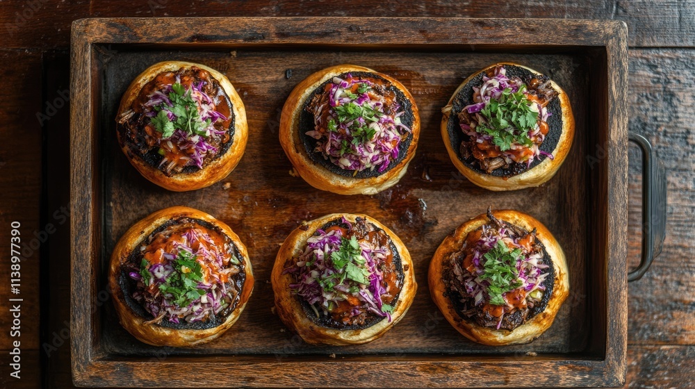 Fototapeta premium Delicious gourmet burgers with fresh toppings