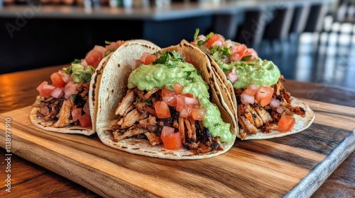 Delicious Tacos with Guacamole and Fresh Toppings