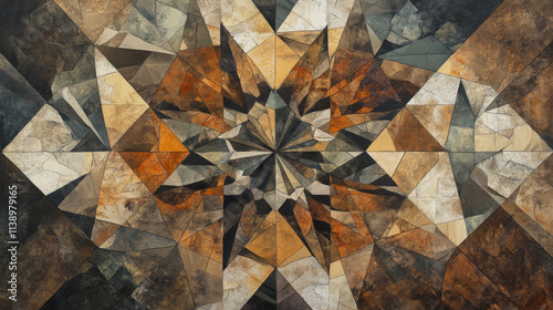 Abstract Geometric Dodecagonal Earth Tones Painting photo