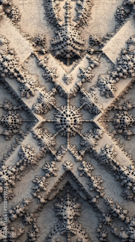 3D Sierpinski Carpet Fractal: Beige, Geometric, Abstract, Background, Rendering photo